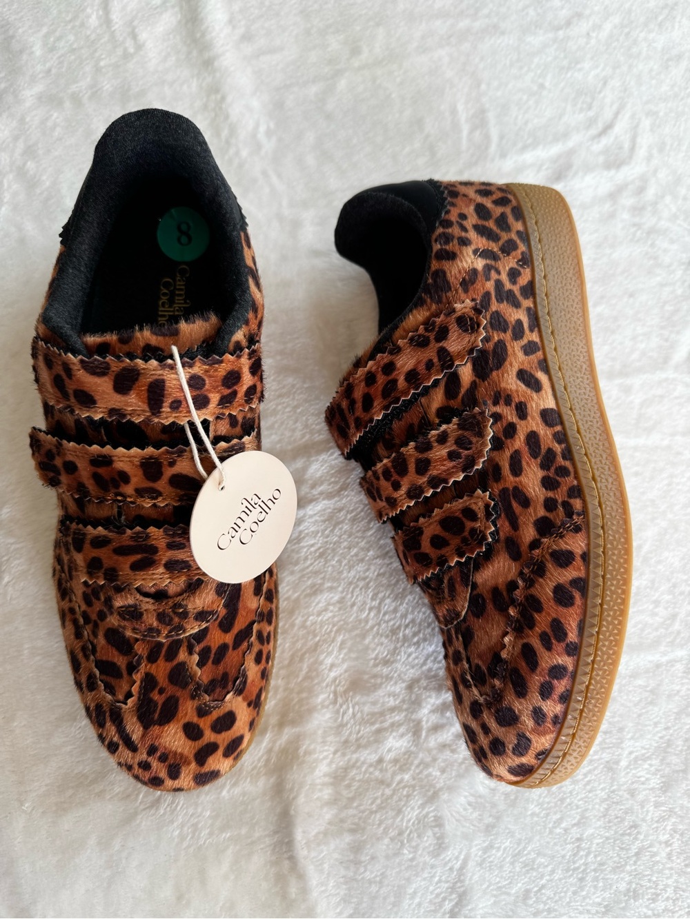 Camila Coelho Leopard Print Velcro Sneakers - Brown/Black